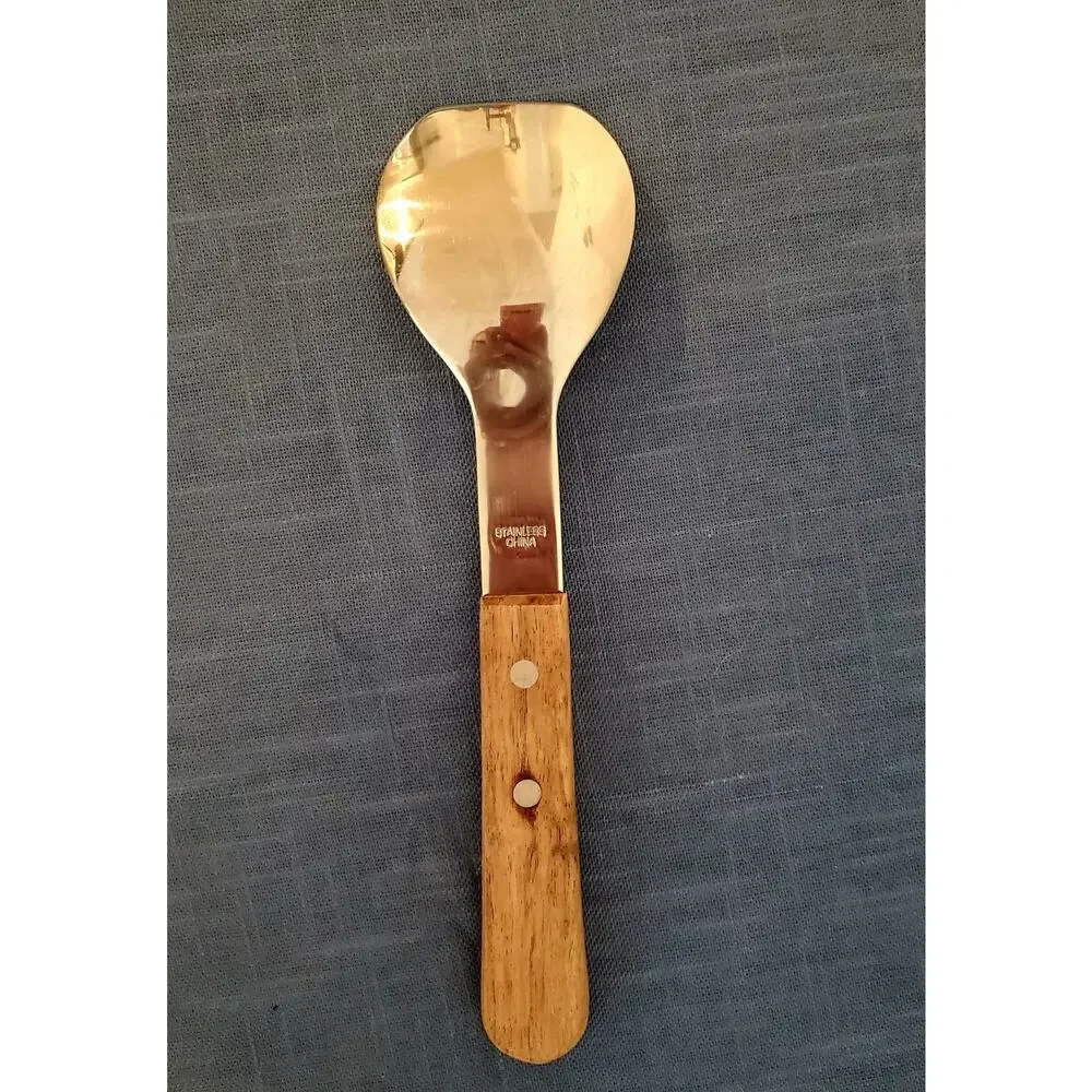 Vintage Stainless Steel Ice Cream Spade Scraper Wooden Handle Advertising